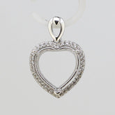 Sterling Silver Semi Mount Pendant Setting Heart HT 12x12mm Halo White Topaz - Syzjewelry